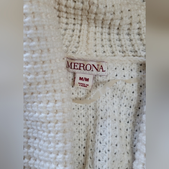 Comfy Cozy Soft Waffle Knit Cardigan Sweater Off White Women's Size Medium - Picture 3 of 8